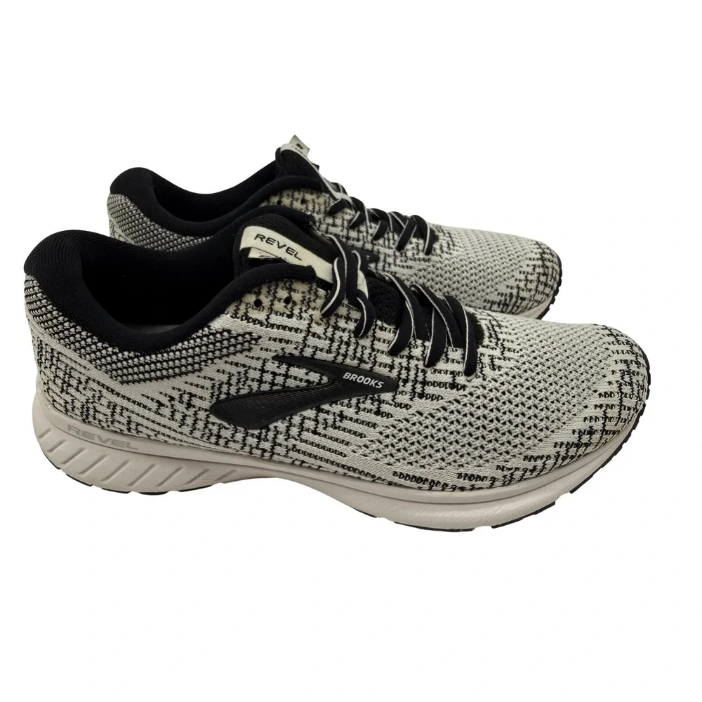 Brooks Revel 3 Running Shoes Womens 10 Black White Excellent Knit Sneakers